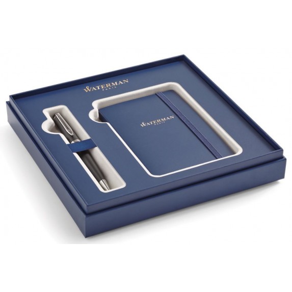 Набор подарочный Waterman Expert - Muted Black CT, шариковая ручка, F + блокнот