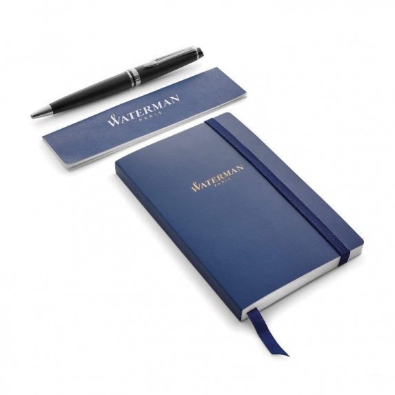 Набор подарочный Waterman Expert - Muted Black CT, шариковая ручка, F + блокнот